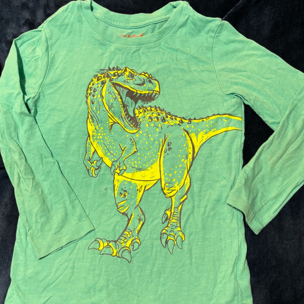 Cat & Jack Green Long Sleeve Tee with Yellow Dinosaur